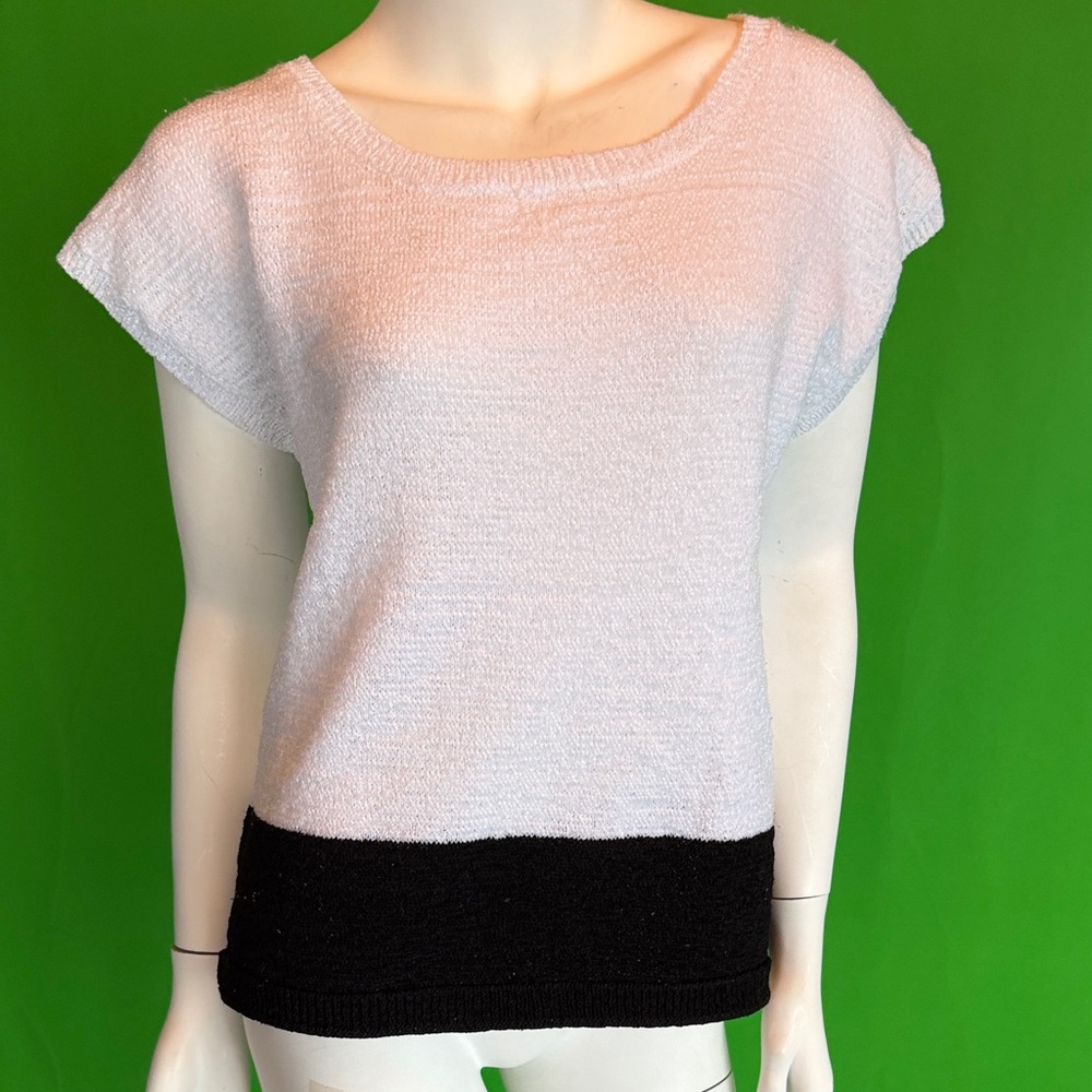 Laura White and Black Knit Top
